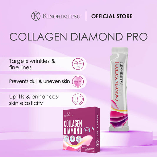 Collagen Diamond Pro benefits — firms and uplifts skin, retains moisture, tightens pores, brightens dull and uneven skin.