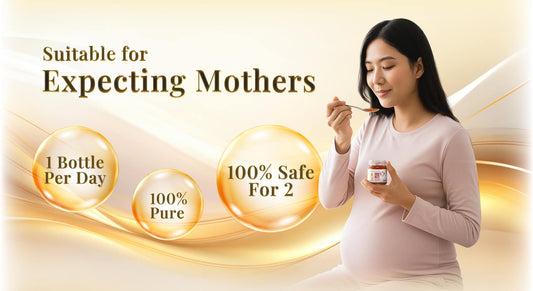 Kinohimitsu Bird’s Nest — 100% pure and safe for expecting mothers. One bottle a day supports prenatal health and boosts energy for mother and baby.