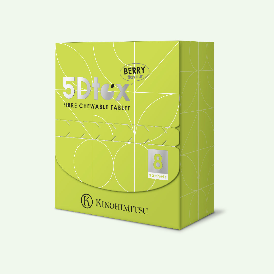 5Dtox Fibre Chewable Tablet by Kinohimitsu Malaysia - Berry Flavour, 8 Sachets, Green Packaging