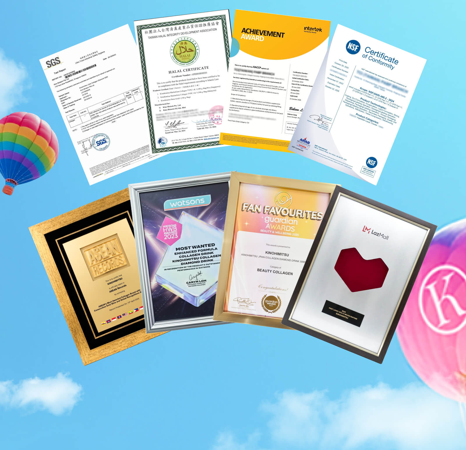 Kinohimitsu collagen brand awards certifications and quality recognition