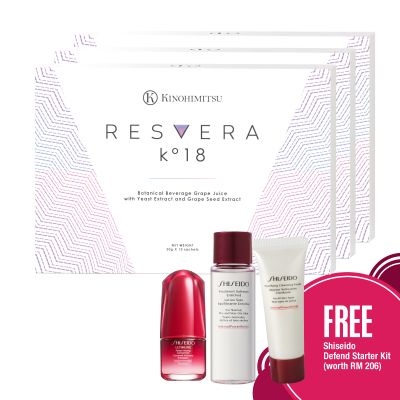 Resvera k18 10's x3 Free Shiseido Defend Starter Kit