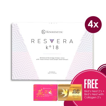 [Buy 4 Gift 2] Resvera K°18 x 4 + Free Bird&#039;s Nest 2s + Bird&#039;s Nest with Collagen 2s