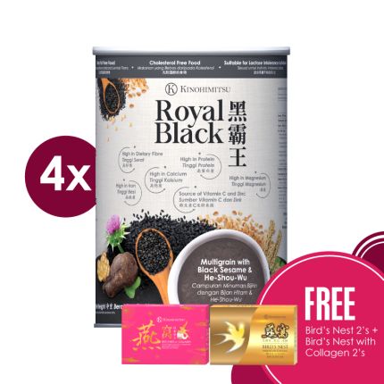 [Buy 4 Gift 2] Royal Black 1kg x 4 + Free Bird&#039;s Nest 2s + Bird&#039;s Nest with Collagen 2s