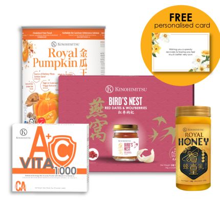 [Health Recovery Set] Royal Honey 500g + A+ Vita C1000 30s + Bird&#039;s Nest with Red Dates &amp; Wolfberry 6s + Royal Pumpkin 1kg *Personalized card available upon request