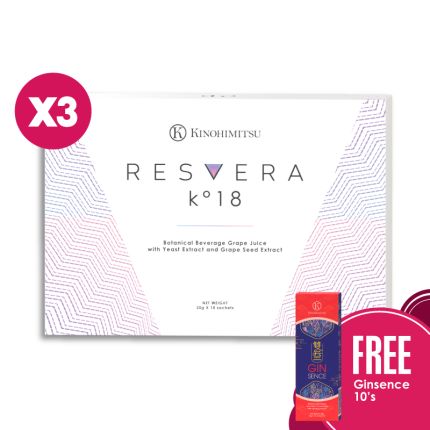 Resvera k18 10&#039;s x3 Free Ginsence 10&#039;s Trial Pack