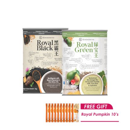 Royal Green 1kg + Royal Black 1kg Free Superfood Pumpkin 10s